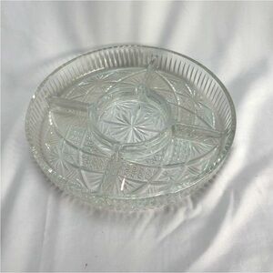 Vintage Libbey Clarion Divided Serving Dish Tray Clear Glass 9”
